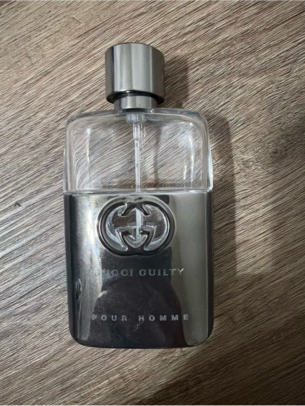 Gucci Men’s Cologne Bottle in Silver and Clear